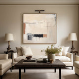 Black And Beige Abstract Painting Minimalist Art Large Horizontal Canvas Paintings For Sale