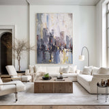 Abstract City Skyline Painting Big Modern Chicago Cityscape Art Urban Painting