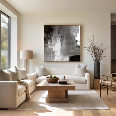 Black White And Grey Wall Art Large grey canvas painting Custom Wall Canvas