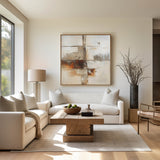 Abstract Beige And Brown Artwork Oil Painting,Large Beige Textured Square Wall Art,Minimalist Apartment Decor,Beige Wall Art Original