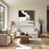Brown And White Abstract Geometric Art Modern Minimalist Canvas Wall Art