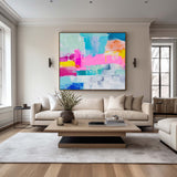 Beautiful Abstract Art Pink And Blue Wall Art Colorful Paintings