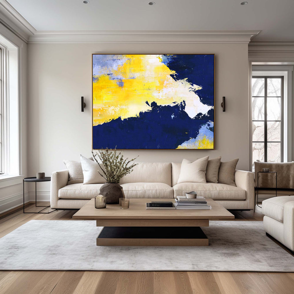 Bright Abstract Painting Blue And Yellow Abstract Art Acrylic On Canvas
