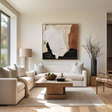 Modern Abstract Wall Art Brown Canvas Wall Art Large Japandi Abstract Art Painting For Sale