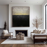 Black And Gold Minimalist Acrylic Painting On Canvas Extra Large Minimal Canvas Art Abstract Minimalist Modern Wall Art