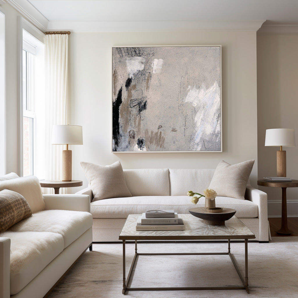 Modern Wabi-sabi Grey Abstract Wall Art Large Abstract Wall Art Painting For Livingroom