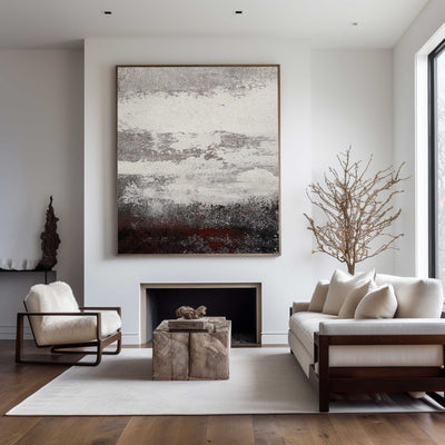 Grey And White Abstract Painting Original impressionism abstract Canvas Art Grey Canvas Wall Art Modern Abstract Paintings For Living Room