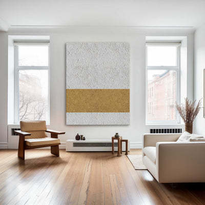 Large Contemporary Art Extra Large Minimalist Painting Glod White Black Abstract