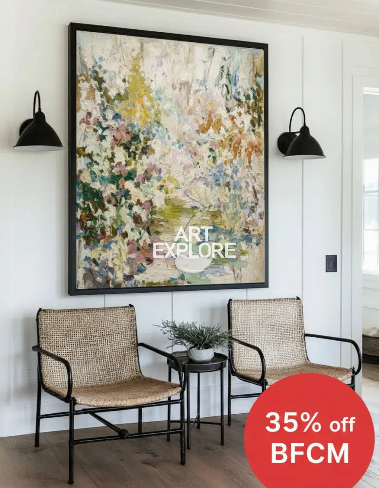 Large Vertical Flower Oil Painting | Modern Textured Canvas | ArtExplore