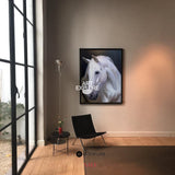 Modern White Horse Oil Painting Wild Horse Wall Art Black And White Steed Artworks