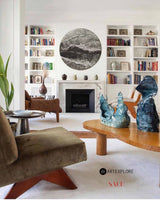 Modern Black Circular Wall Art Textured Wall Art Black Abstract Art Paintings Wabi-sabi Painting