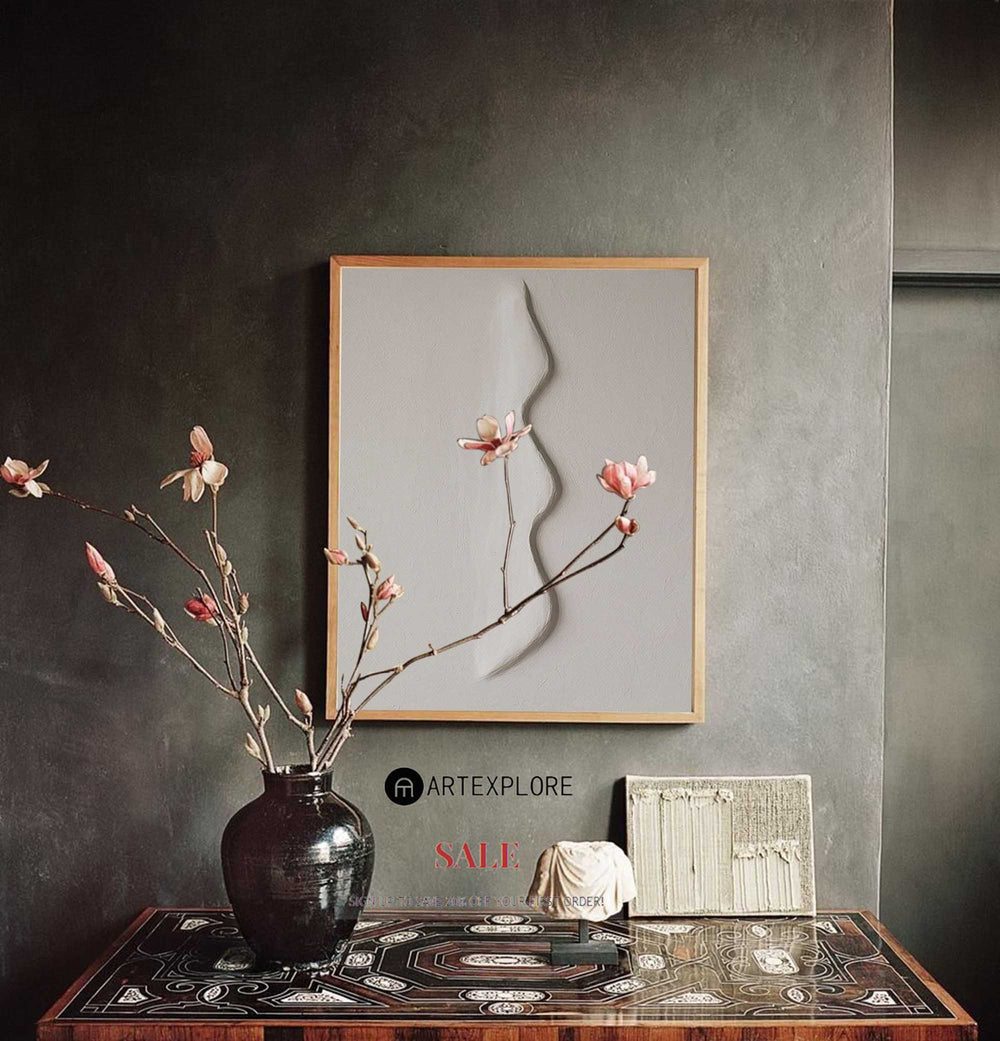 Modern White Plaster Wall Art Plaster Painting Wabi-sabi Textured Canvas Painting For Sale