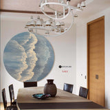 Circular Blue Wave And Ocean Painting Blue Wall Art Framed Painting Modern Abstract Art