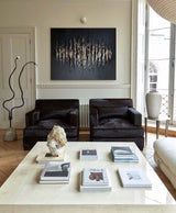 Black And Gold Abstract Painting Plaster Canvas Wall Art Modern Abstract Art Canvas Wall Art