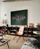 Green And Gold Abstract Painting Plaster Canvas Wall Art Modern Abstract Art Canvas Wall Art