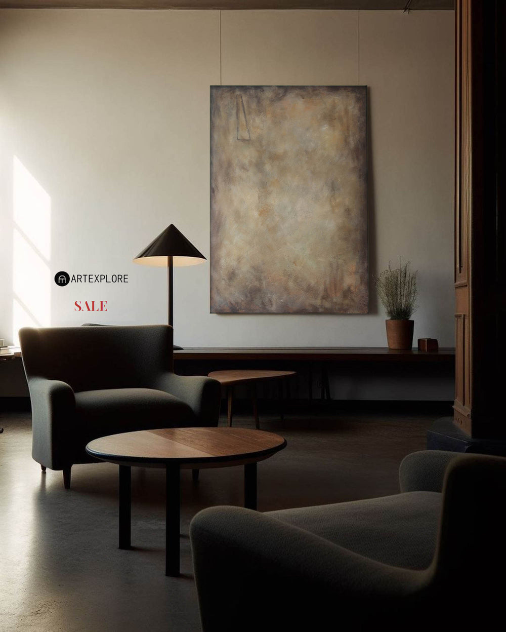 Brown Wabi-sabi Painting Minimalist Painting Brown Abstract Painting Brown Minimalist Abstract Art