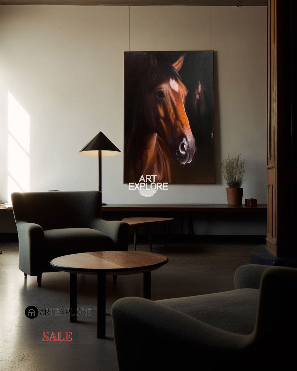 Large Brown Horse Oil Painting Wild Horse Canvas Wall Art Brown Steed Canvas Art For Sale