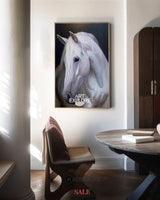 Modern White Horse Oil Painting Wild Horse Wall Art Black And White Steed Artworks