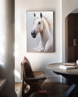 Modern White Horse Painting White Wild Horse Wall Art White Horse Canvas Artworks