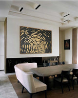 Black And Gold Minimalist Painting Modern Abstract Art Large Canvas Wall Art Horizontal Art