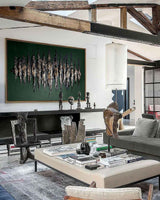 Green And Gold Abstract Painting Plaster Canvas Wall Art Modern Abstract Art Canvas Wall Art