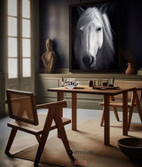 Large White Horse Painting Black and White Horse Canvas Wall Art Modern Horse Art For Sale