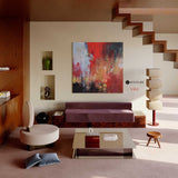 Modern Colorful Canvas Painting Red Tone Abstract Art Painting Red Square Canvas Painting