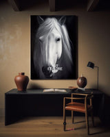 Large White Horse Painting Black and White Horse Canvas Wall Art Modern Horse Art For Sale