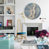 Circular Blue Wave And Ocean Painting Blue Wall Art Framed Painting Modern Abstract Art