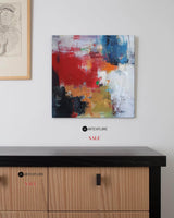 Red Abstract Canvas Art Modern Colorful Canvas Painting Red Square Canvas Painting