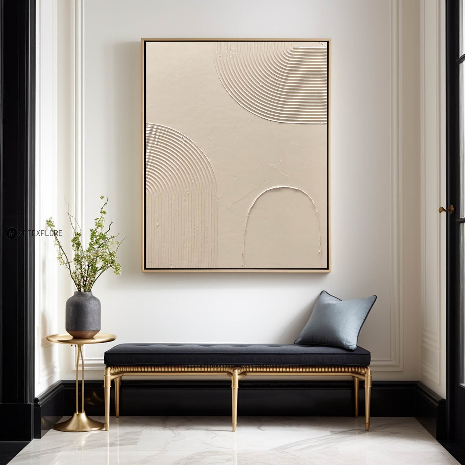 Luxury Beige Textured Modern Wall Art,Beige Abstract Art Minimalist Wall Art,Abstract Acrylic Painting For Dining Room