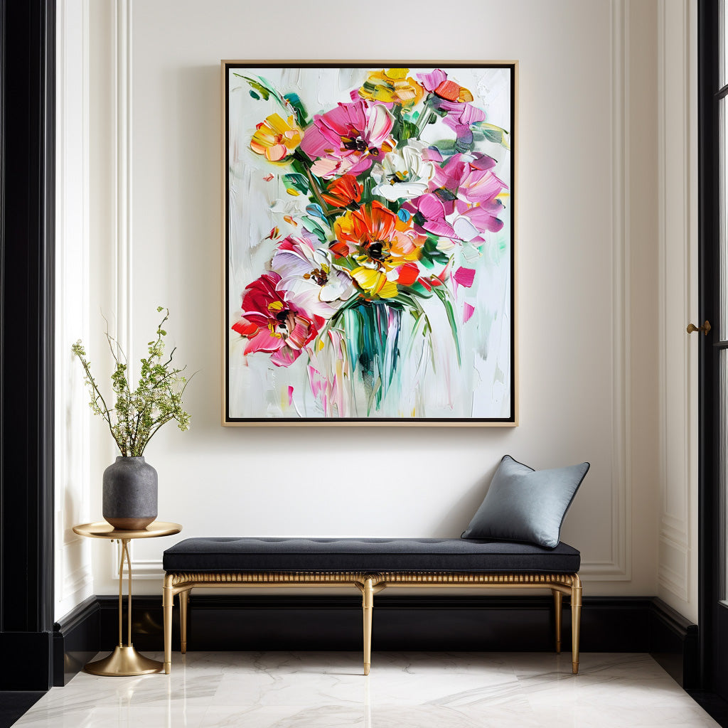 Big Wall Decor Abstract Flowers Painting Abstract Textured Canvas Art Boho Wall Art