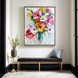 Big Wall Decor Abstract Flowers Painting Abstract Textured Canvas Art Boho Wall Art