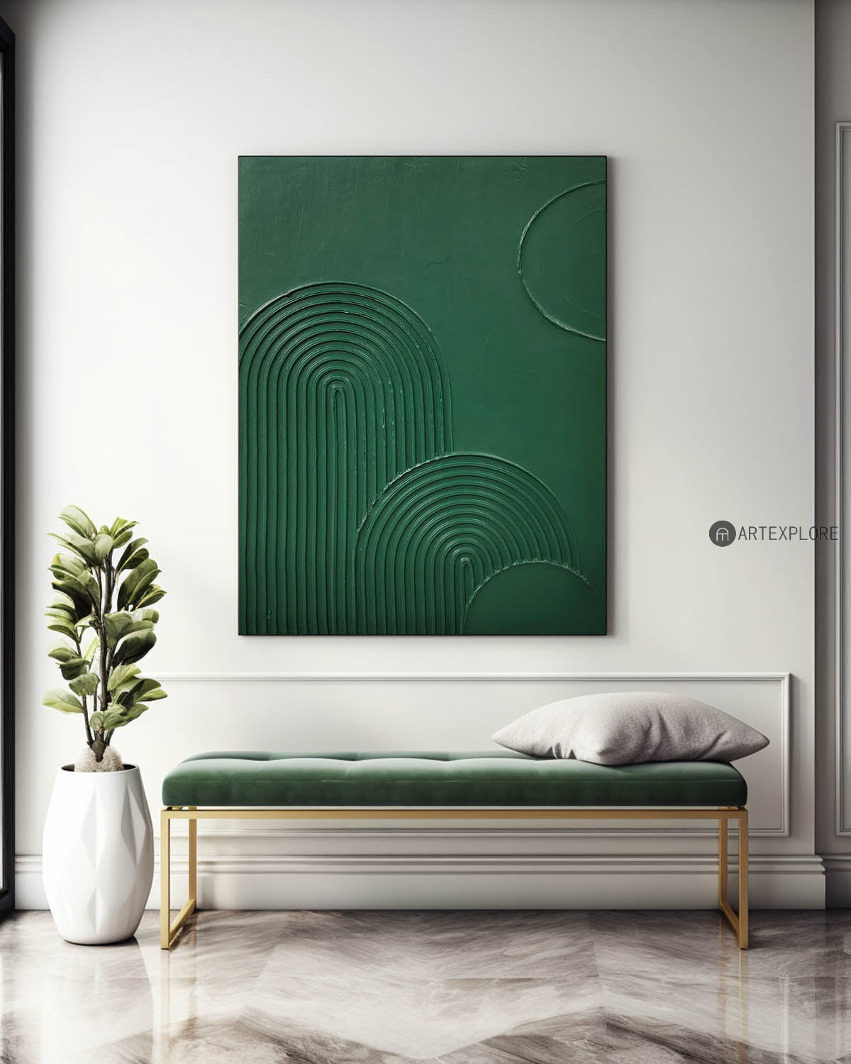 Largr Green Rich Textured Painting,Minimalist Pure Green Abstract Handmade Wall Art,Green Art Deco Artwork