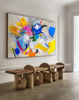 Large Colorful Textured Wall Art Bauhaus Art Decoration Panoramic Canvas Wall Art For Livingroom