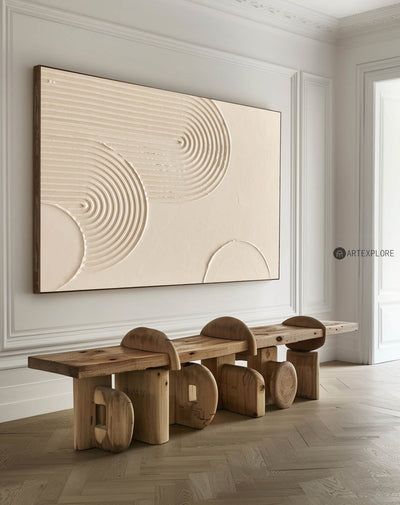 Luxury Rich Beige Textured Painting Beige Abstract Art Minimalist Wall Art  Mid Century Acrylic Abstract Painting Decorations