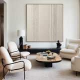 Large Beige Canvas Art Waibi-sabi Textured Painting Large Minimalist Plaster Wall Art For Livingroom