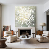 Large Beige and White Textured Art Painting Square Textured Wall Art Minimalist Texture Painting