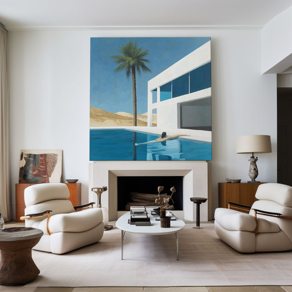 Beautiful Palm Tree Landscape Canvas Painting Holiday Wall Art Large Square Painting For Livingroom