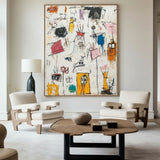 Modern Colorful Pop Art Painting Graffiti Paintings Basquiat Artworks Abstract Art for Livingroom