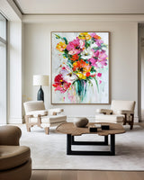 Big Wall Decor Abstract Flowers Painting Abstract Textured Canvas Art Boho Wall Art