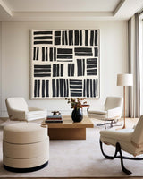 Black And White Canvas Art Geometric Wall Art Wabi-sabi Wall Art Large Minimalist Painting For Livingroom
