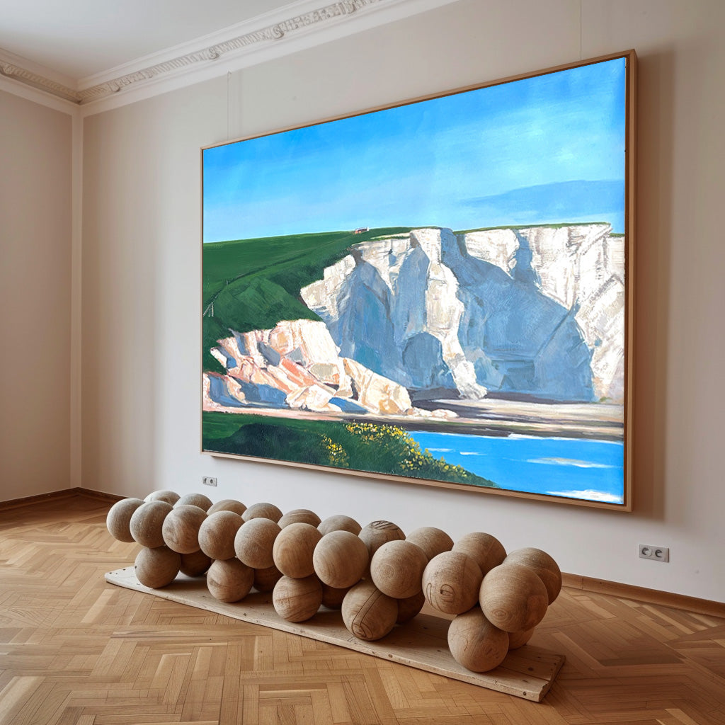 White Cliff Horizontal Oil Painting For Wall Landscape Art Seaside Art on Canvas Large Apartment Decor