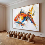 Large Original Red And Blue Fish Wall Art Colorful Fish Oil Custom Canvas Paintings Modern Dining Room Wall Decor