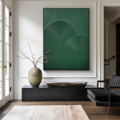 Large Dark Green Textured Abstract Art Painting,Green Rich Textured Wall Art,Minimalist Green Apartment Decor