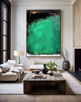 Wabi-sabi Green Wall Art Large Framed Green Painting Green Vertical Painting For Living Room