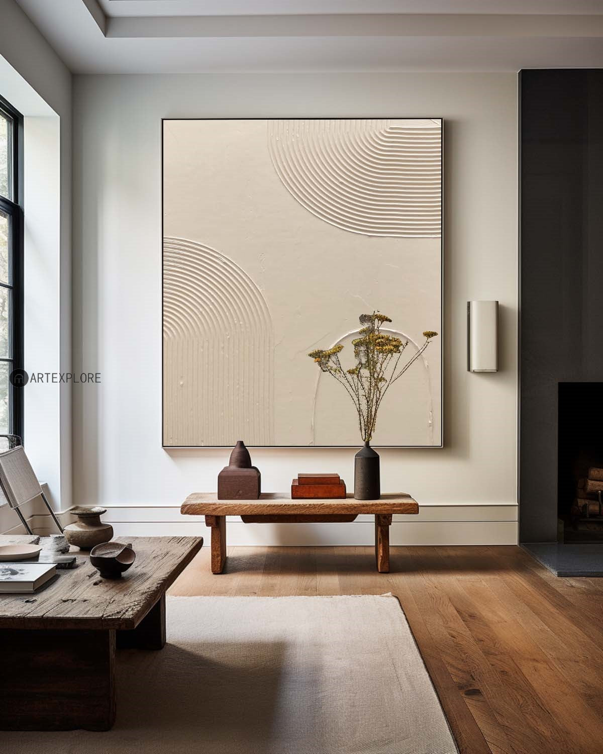 Luxury Beige Textured  Modern Wall Art,Beige Abstract Art Minimalist Wall Art,Abstract Acrylic Painting For Dining Room