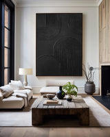 Large Minimalist Dark Style Art Black Painting,Modern Black Living Room Design,Original Black Art Hangings Paintings