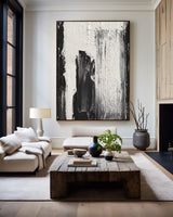 Black and white Abstract art Modern minimalist wall art Textured canvas Painting for sale