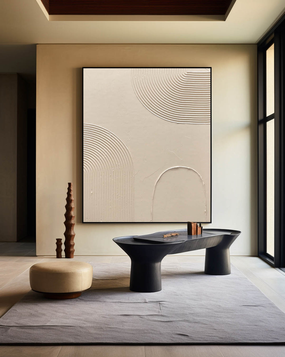 Luxury Beige Textured  Modern Wall Art,Beige Abstract Art Minimalist Wall Art,Abstract Acrylic Painting For Dining Room